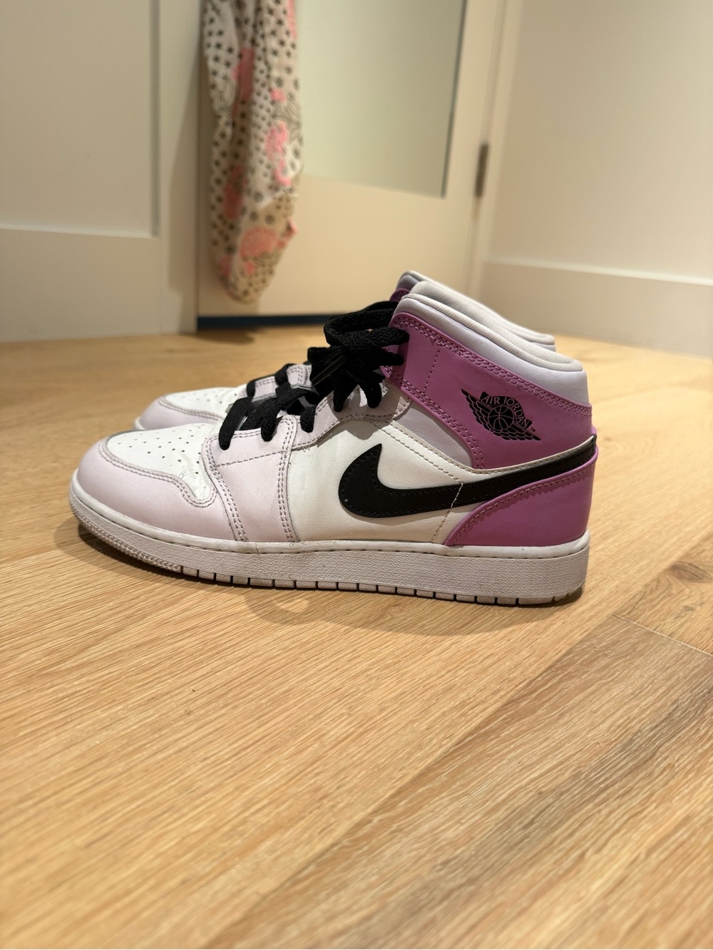 Kids Jordan Mid Sneakers Lavender, Purple, White, Black